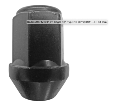 Preview: Radmuttern 12 x1,25mm Set à 24 Stk. zu Stahlfelgen bei z.b. Nissan Navara, Patrol ect.